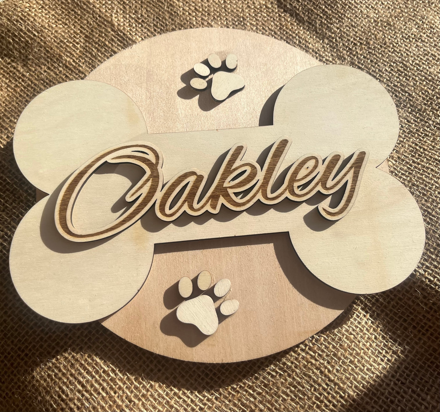 Wooden Personalised Pet Name Plaque