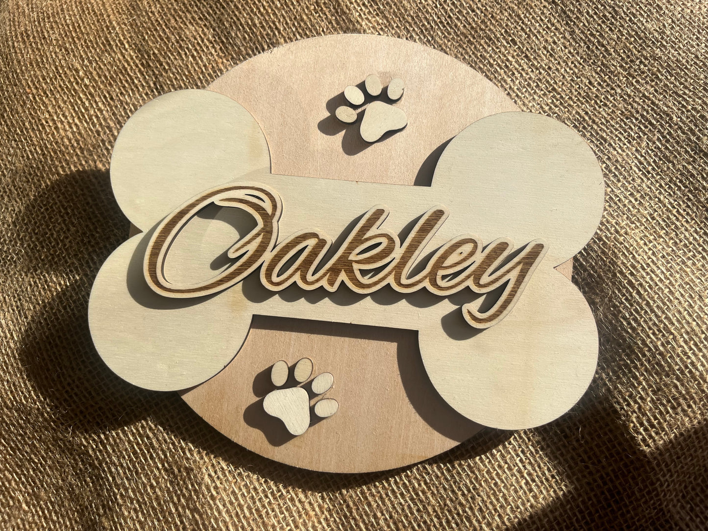 Wooden Personalised Pet Name Plaque