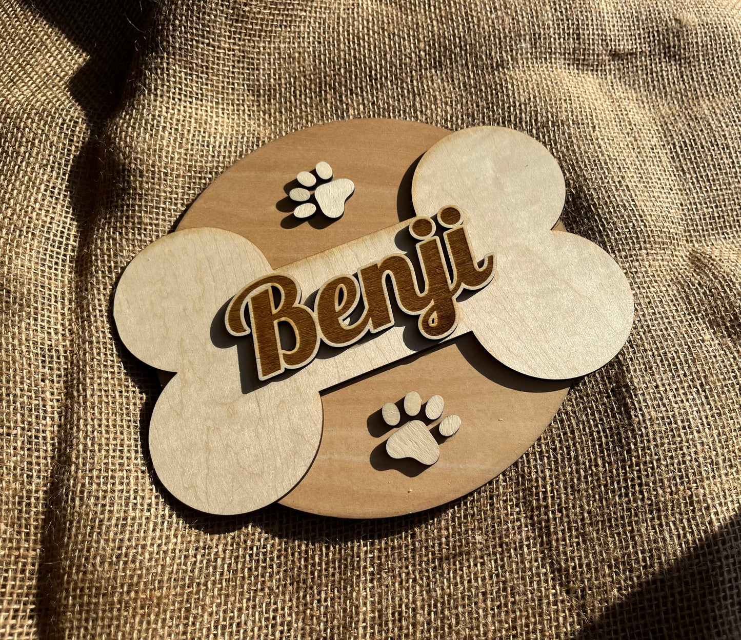 Wooden Personalised Pet Name Plaque