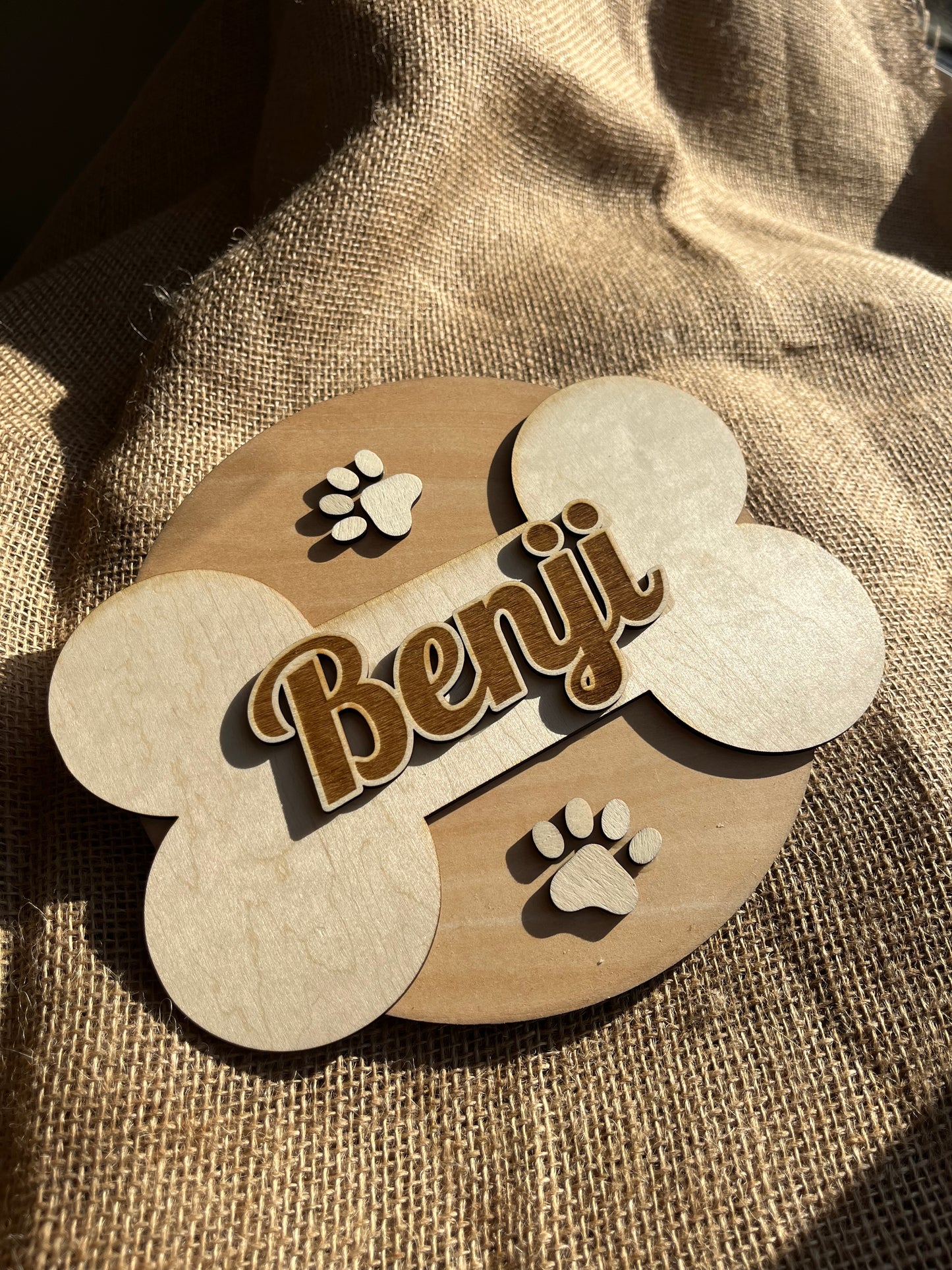 Wooden Personalised Pet Name Plaque